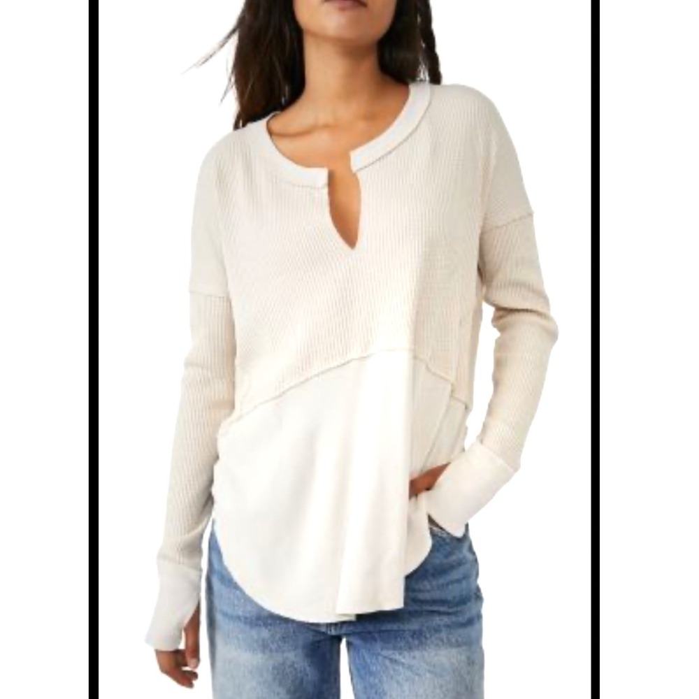 We The Free Monterey Thermal Henley Top Medium boho layered cabincore travel‎